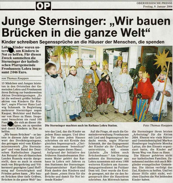 Bericht in der Oberhessischen Presse